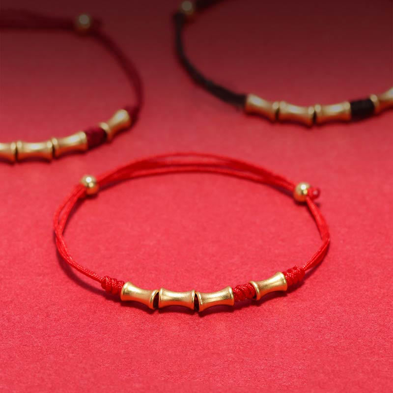 Buddha Stones 925 Sterling Silver Bamboo Design Protection Luck Braided Bracelet - image 0