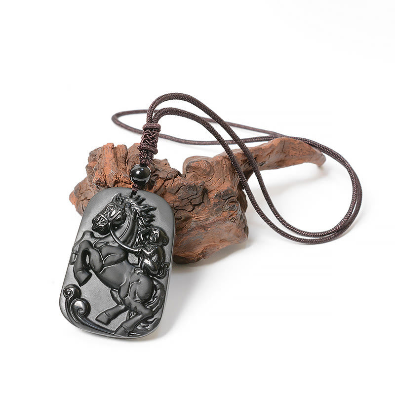 Buddha Stones Year Of The Horse Black Obsidian Hetian Jade Strength Bundle - image 5