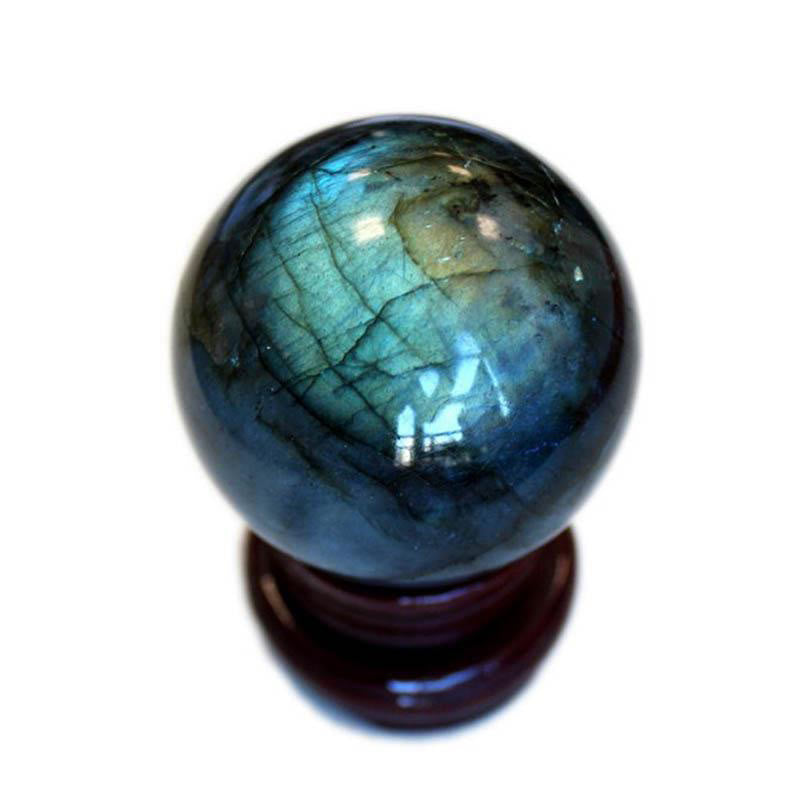 Buddha Stones Round Ball Figurine Natural Labradorite Healing Statue Office Home Decoration - image 1