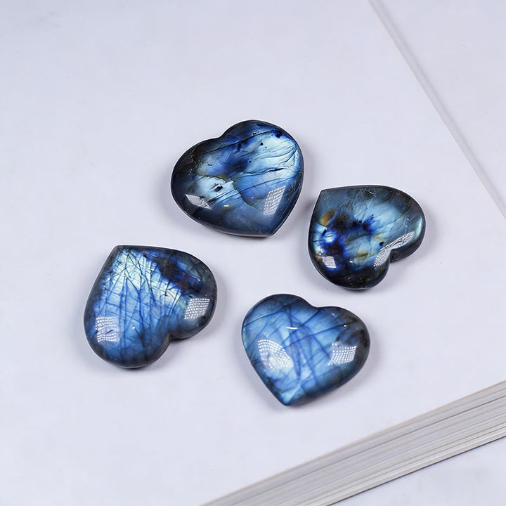 Buddha Stones Natural Heart Stone Labradorite Healing Cure Figurine Decoration - Heart - 4-5cm - image 0
