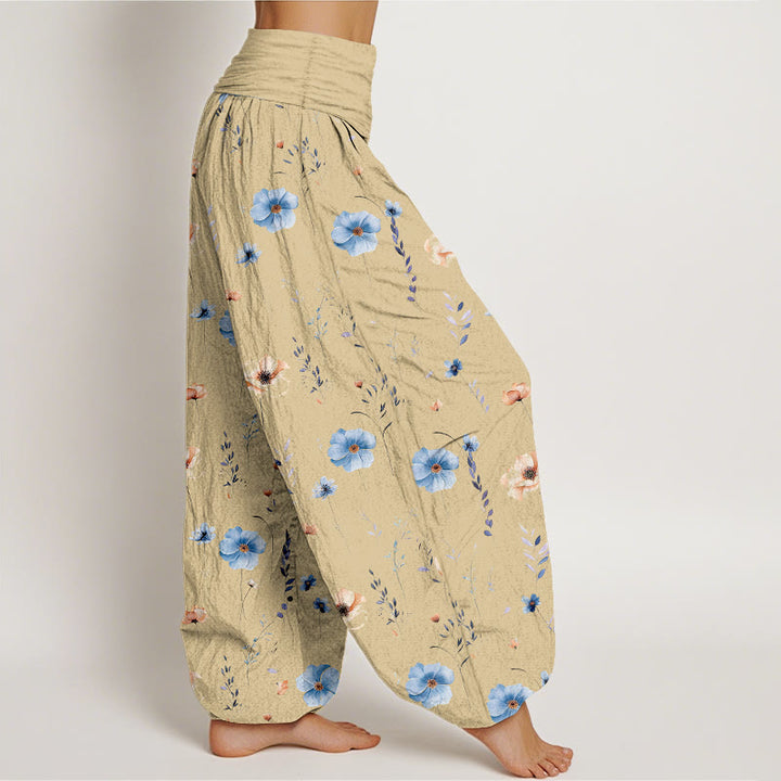 Buddha Stones Cotton Fresh Refined Flower Pattern Women's Elastic Waist Harem Pants - image 2