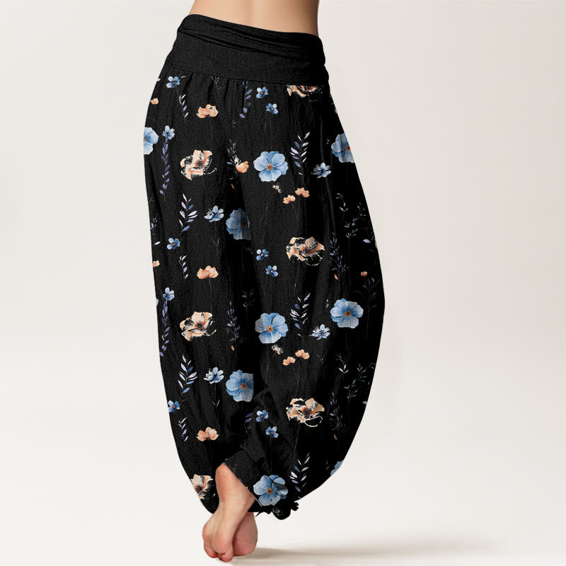 Buddha Stones Cotton Fresh Refined Flower Pattern Women's Elastic Waist Harem Pants - image 6