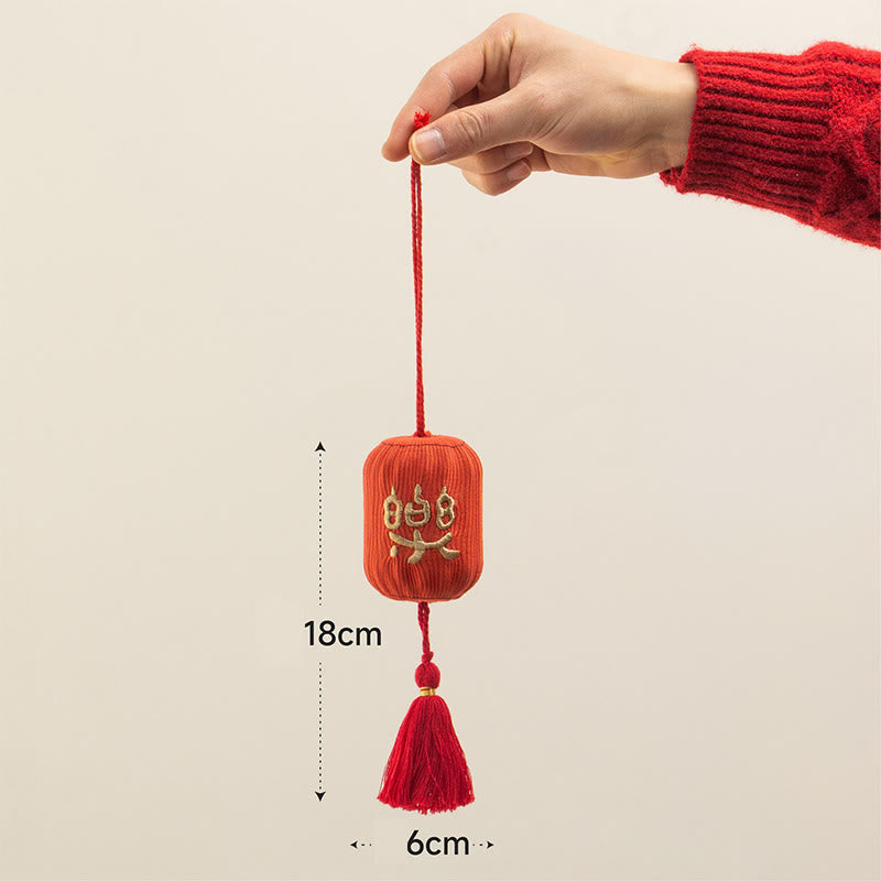 Buddha Stones Year Of The Horse Red String Fu Character Luck Embroidery Hanging Decoration - Happy Character(Size: 18*6cm) - image 9