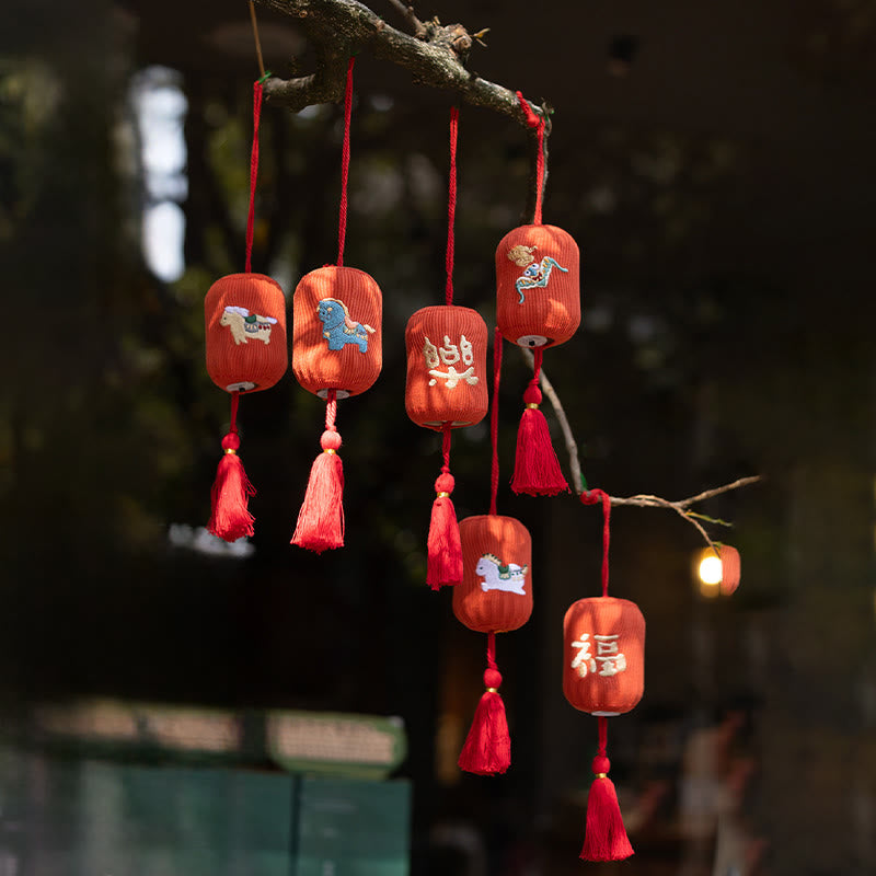 Buddha Stones Year Of The Horse Red String Fu Character Luck Embroidery Hanging Decoration - image 14