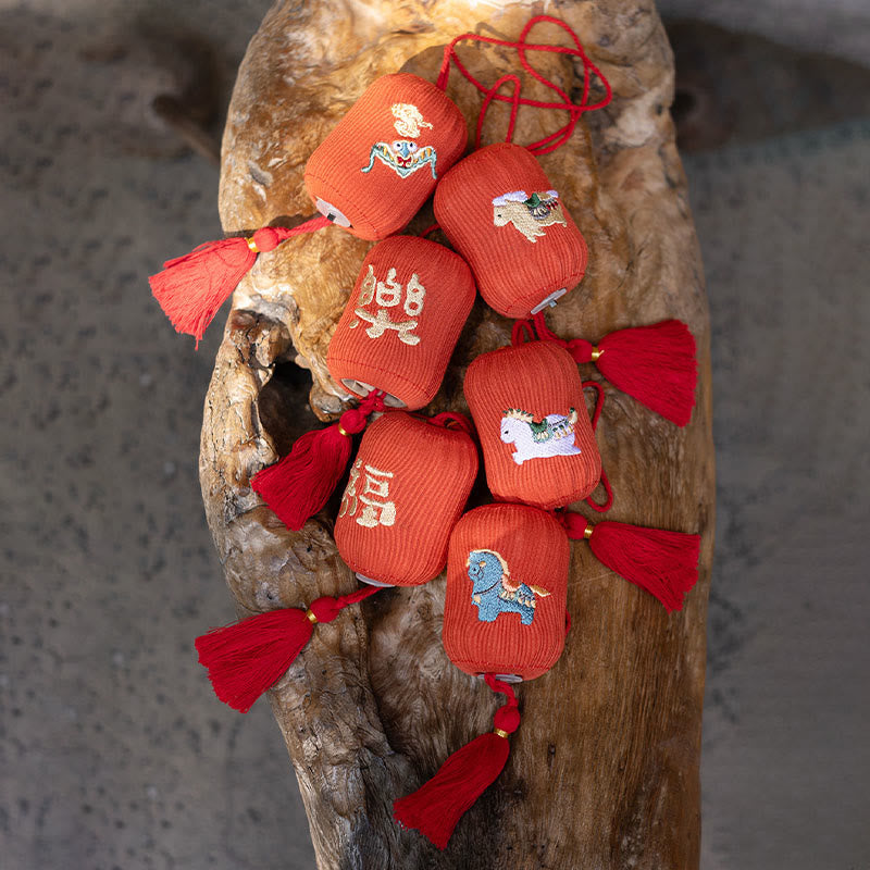 Buddha Stones Year Of The Horse Red String Fu Character Luck Embroidery Hanging Decoration - image 13
