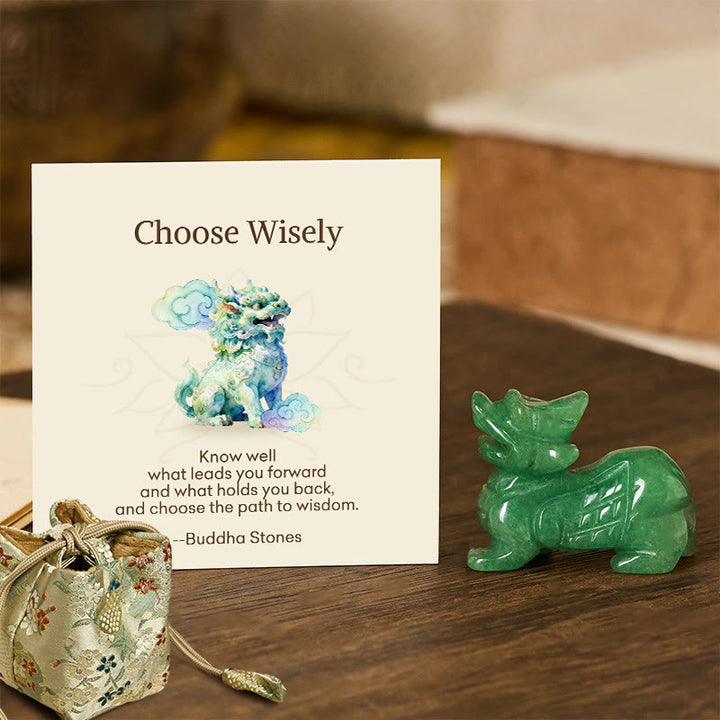 Buddha Stones "Choose Wisely" Natural Small PiXiu Green Aventurine Luck Decoration Includes Gift Message Card - PiXiu 3*4cm - Deluxe Gift Bag (+$9.59) - image 10