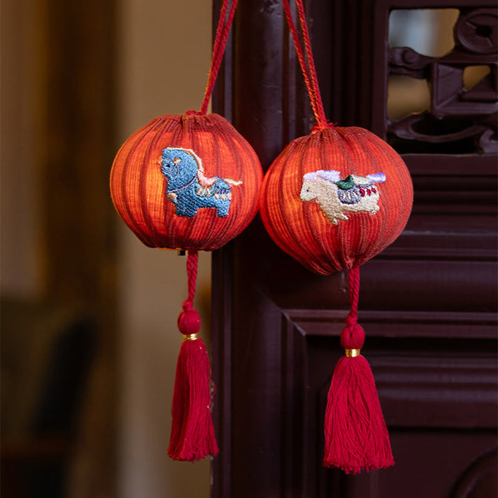 Buddha Stones Year Of The Horse Red String Fu Character Embroidery Strength Hanging Decoration - image 0
