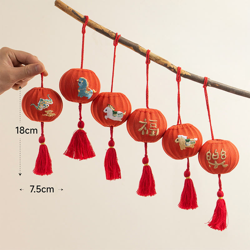 Buddha Stones Year Of The Horse Red String Fu Character Embroidery Strength Hanging Decoration - 6Pcs(Size: 15*7.5cm) - image 12