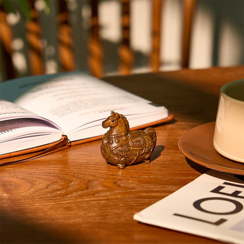 Buddha Stones "Hoping You Success and Good Luck" Mini Year of the Horse Lotus Ebony Linden Wood Green Sandalwood Decoration Includes Gift Message Card - image 16