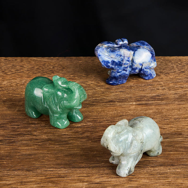 Buddha Stones ''May Blessings Walk With You'' Natural Small Elephant Amazonite Amethyst Jade Black Obsidian Stone Decoration Includes Gift Message Card - image 83