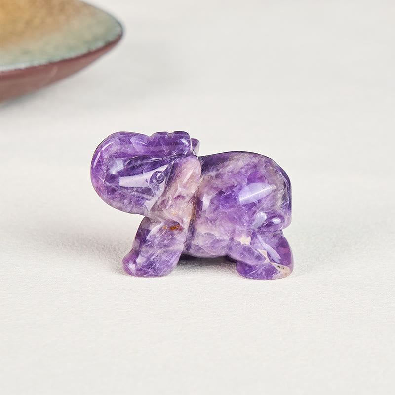 Buddha Stones ''May Blessings Walk With You'' Natural Small Elephant Amazonite Amethyst Jade Black Obsidian Stone Decoration Includes Gift Message Card - image 12