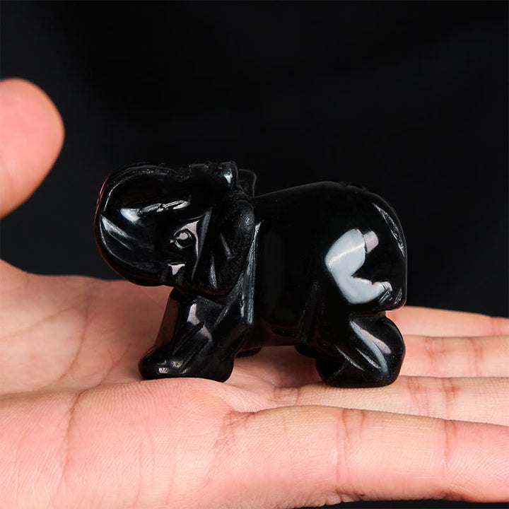 Buddha Stones ''May Blessings Walk With You'' Natural Small Elephant Amazonite Amethyst Jade Black Obsidian Stone Decoration Includes Gift Message Card - image 34