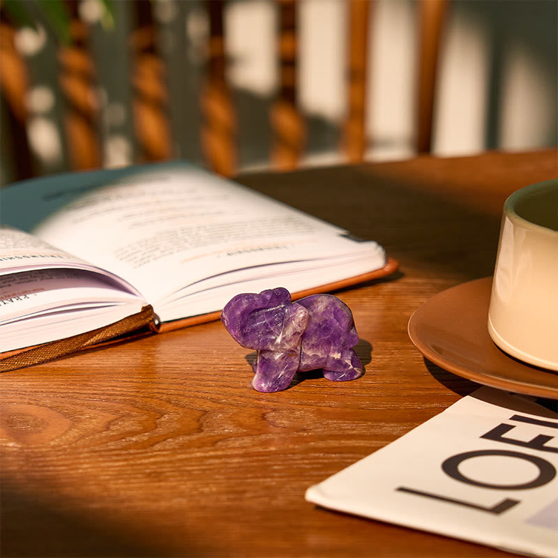 Buddha Stones ''May Blessings Walk With You'' Natural Small Elephant Amazonite Amethyst Jade Black Obsidian Stone Decoration Includes Gift Message Card - image 17