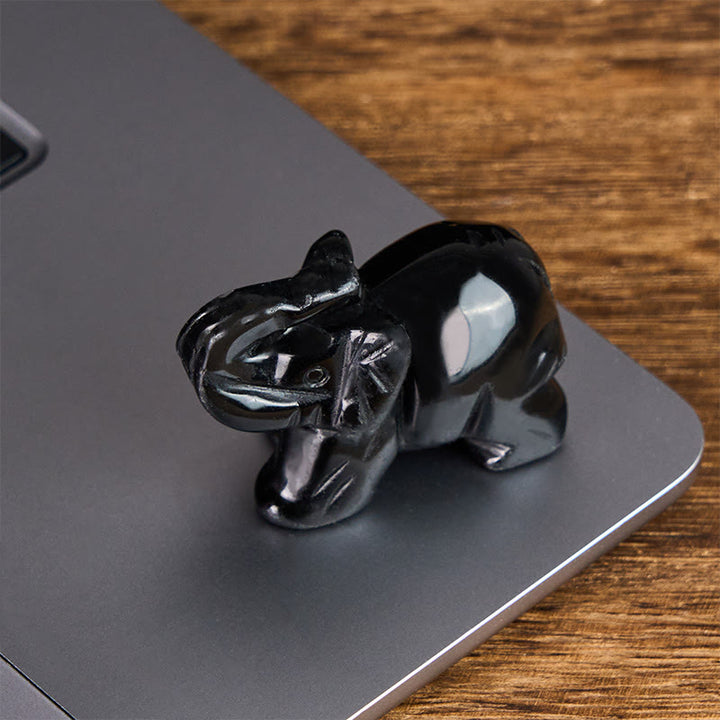 Buddha Stones ''May Blessings Walk With You'' Natural Small Elephant Amazonite Amethyst Jade Black Obsidian Stone Decoration Includes Gift Message Card - image 33