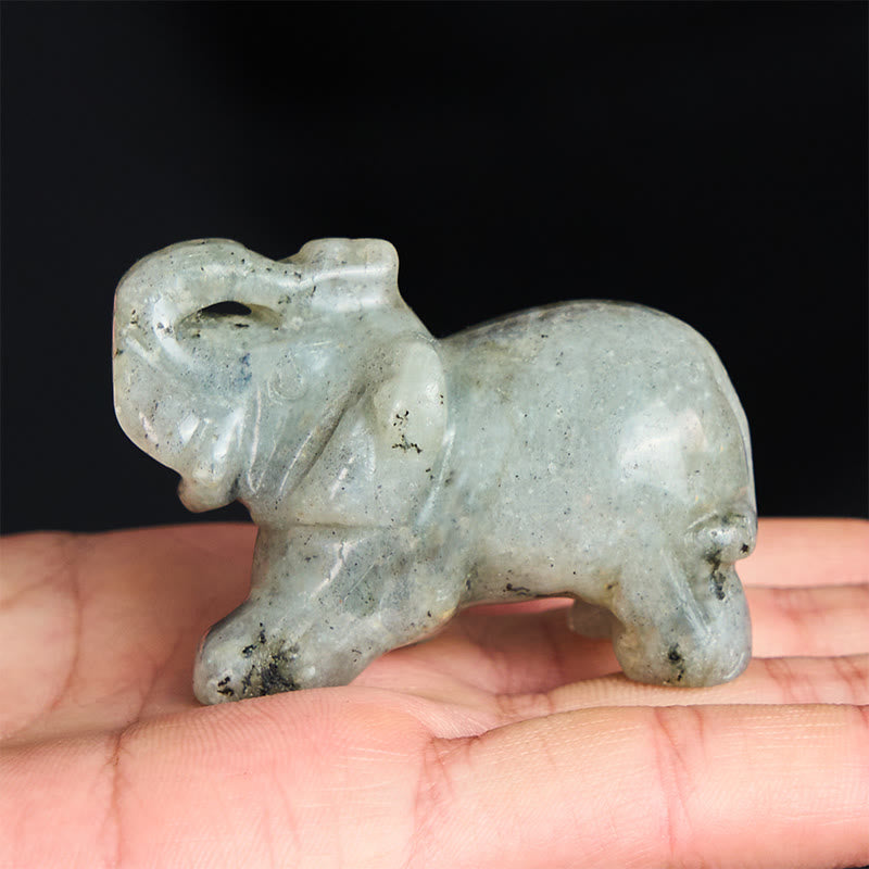 Buddha Stones ''May Blessings Walk With You'' Natural Small Elephant Amazonite Amethyst Jade Black Obsidian Stone Decoration Includes Gift Message Card - image 79