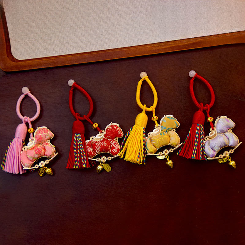 Buddha Stones Year Of The Horse Embroidery Freedom Key Chain - image 7