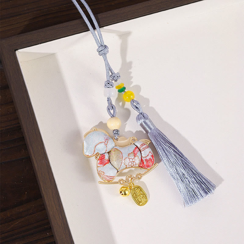 Buddha Stones Year Of The Horse Red String Embroidery Connection Hanging Decoration - Silvery Long Rope Horse - image 9