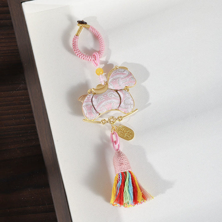 Buddha Stones Year Of The Horse Red String Embroidery Connection Hanging Decoration - Pink Horse - image 4