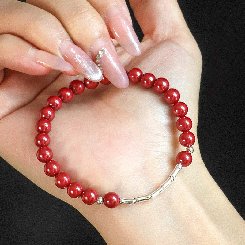 Buddha Stones Cinnabar 925 Sterling Silver Calm Concentration Bracelet - image 0
