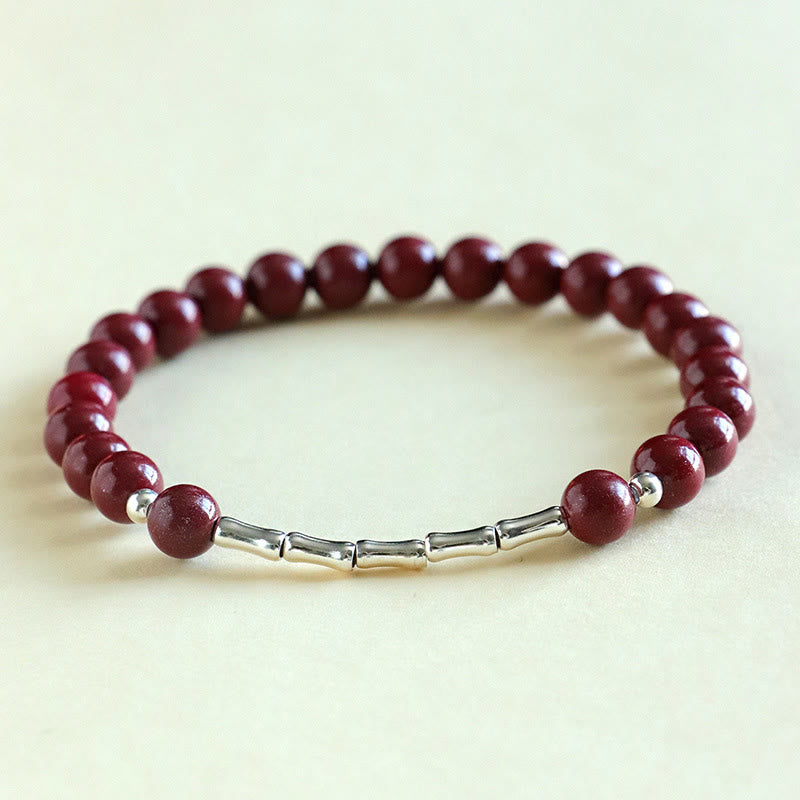 Buddha Stones Cinnabar 925 Sterling Silver Calm Concentration Bracelet - Cinnabar 6mm Bead(Wrist Circumference: 14-15 cm) - image 9