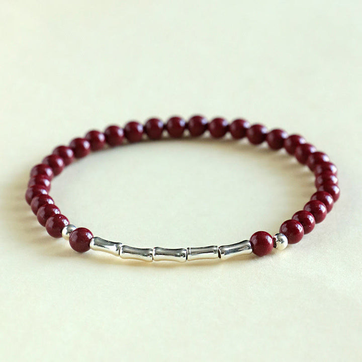 Buddha Stones Cinnabar 925 Sterling Silver Calm Concentration Bracelet - Cinnabar 4mm Bead(Wrist Circumference: 14-15 cm) - image 2