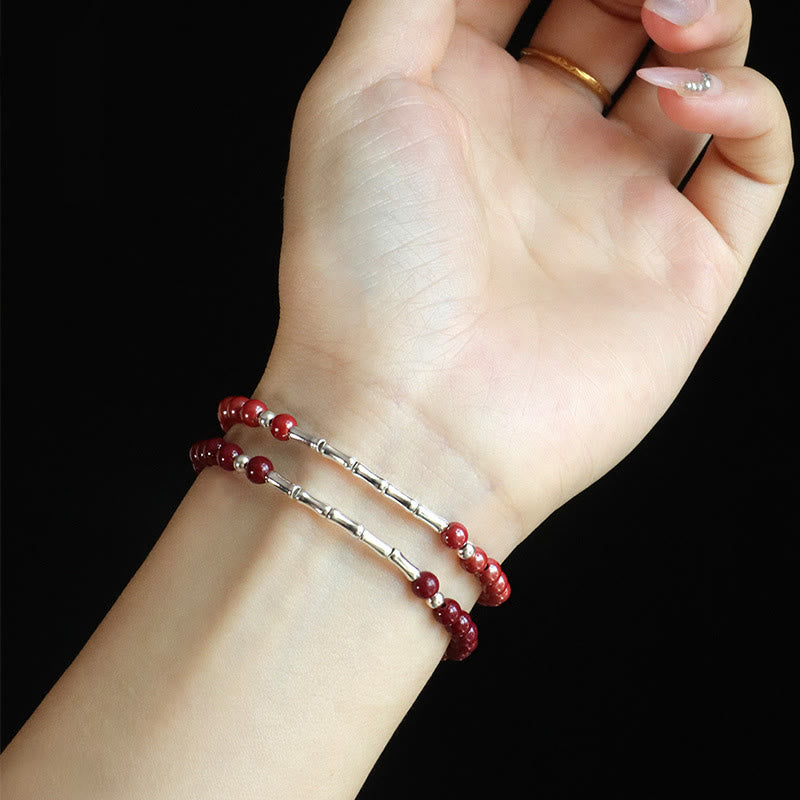 Buddha Stones Cinnabar 925 Sterling Silver Calm Concentration Bracelet - image 11