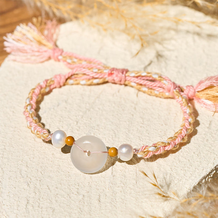 Buddha Stones Chalcedony Peace Buckle Positive Bracelet - image 3