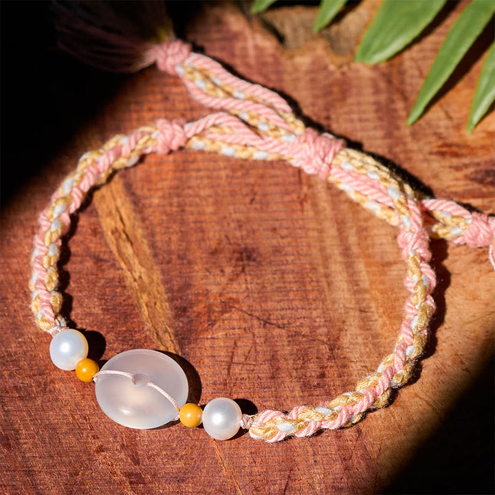 Buddha Stones Chalcedony Peace Buckle Positive Bracelet - image 4