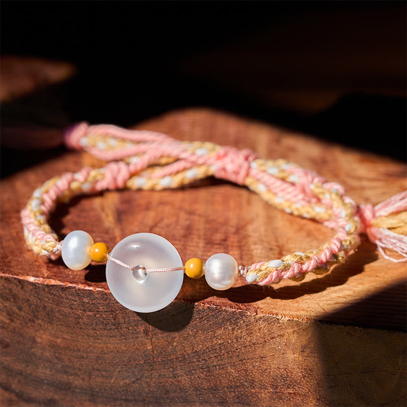 Buddha Stones Chalcedony Peace Buckle Positive Bracelet - Chalcedony Peace Buckle(Wrist Circumference: 17-18cm) - image 0