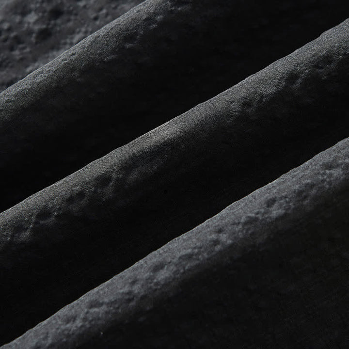 Buddha Stones Spring Solid Color Textured Long Sleeve Button Men's Lapel Shirts With Pocket - image 7