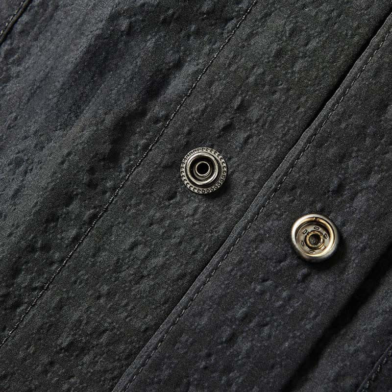 Buddha Stones Spring Solid Color Textured Long Sleeve Button Men's Lapel Shirts With Pocket - image 5