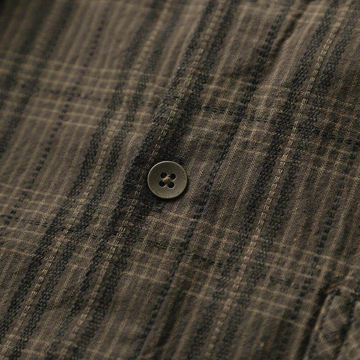 Buddha Stones Fall Commute Embroidery Plaid Pattern Men's Cotton Long Sleeve Shirts With Pocket - image 10