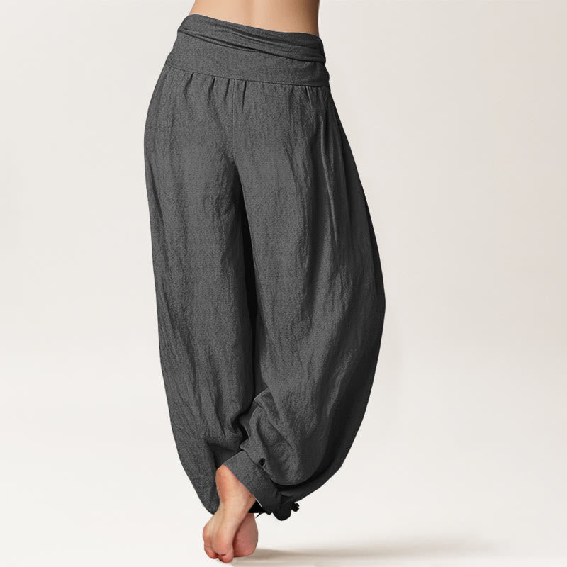 Buddha Stones Pure Cotton Concise Dandelion Pattern Women's Elastic Waist Harem Pants - image 1