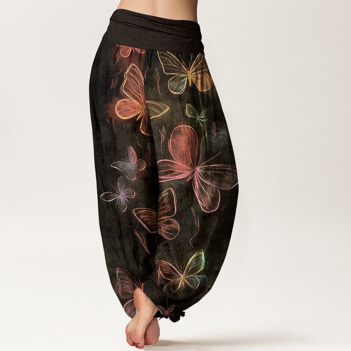 Buddha Stones Cotton Dreamlike Butterfly Pattern Women's Elastic Waist Harem Pants - image 6