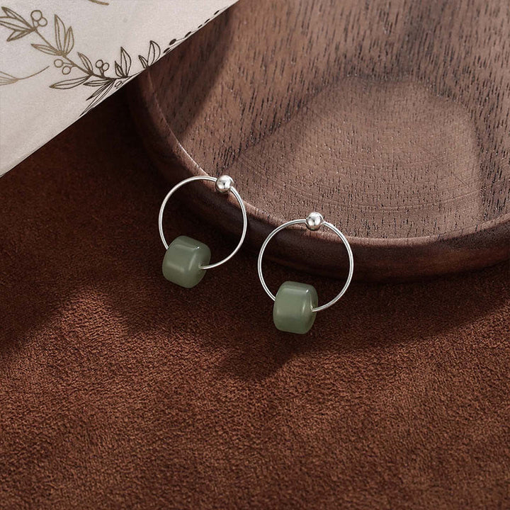 Buddha Stones 925 Sterling Silver Hetian Jade Prosperity Earrings  - image 3
