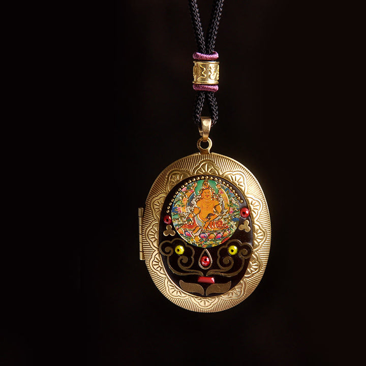 Buddha Stones Copper Kwan Yin Avalokitesvara Zakiram Wealth Pendant Necklace - God of Wealth Rope(Necklace Length:72cm) - image 22
