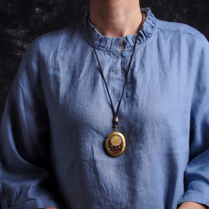 Buddha Stones Copper Kwan Yin Avalokitesvara Zakiram Wealth Pendant Necklace - image 4