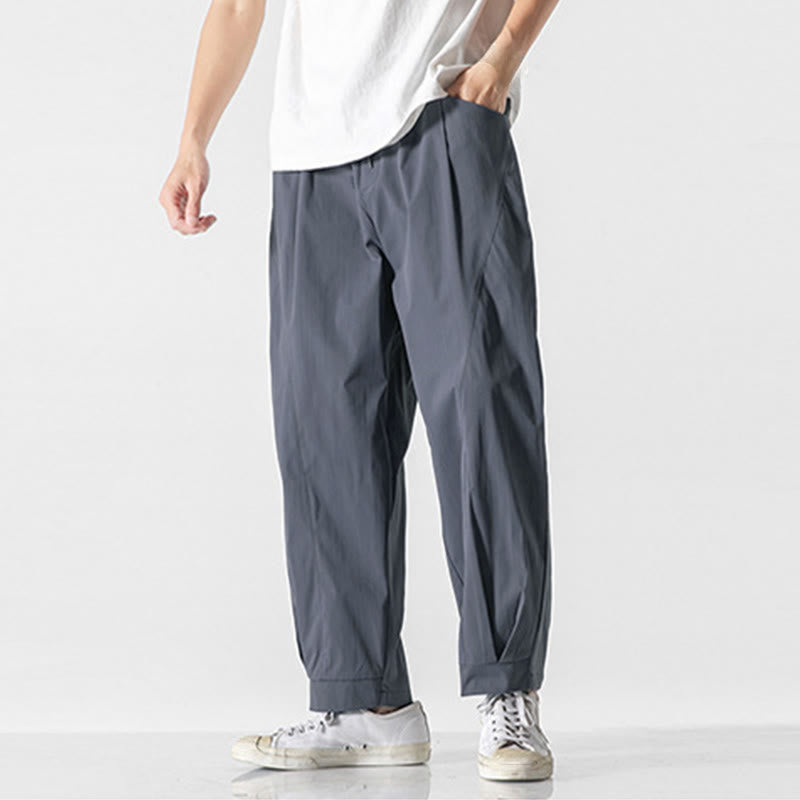Buddha Stones Summer Solid Drawstring Ankle-Length Men's Cargo Harem Pants With Pockets - image 14