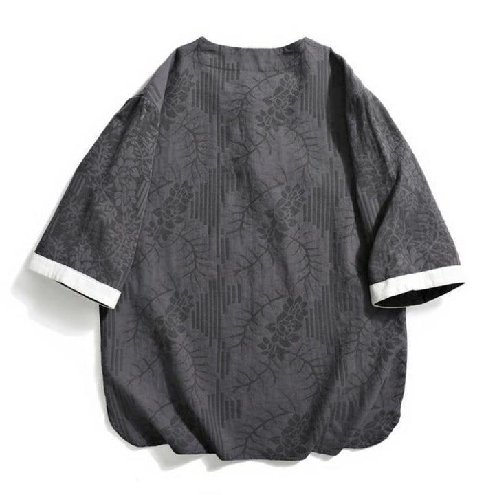 Buddha Stones Summer Floral Pattern Frog-Button Half Sleeve Cotton Men's Shirt  - image 4