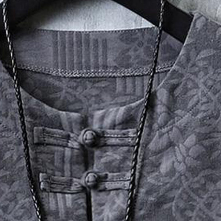 Buddha Stones Summer Floral Pattern Frog-Button Half Sleeve Cotton Men's Shirt  - image 6