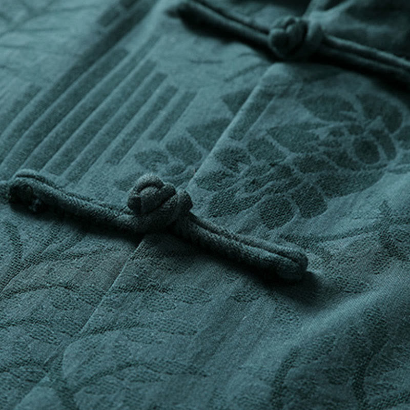 Buddha Stones Summer Frog-Button Half Sleeve Floral Pattern Cotton Men's Shirt  - image 8