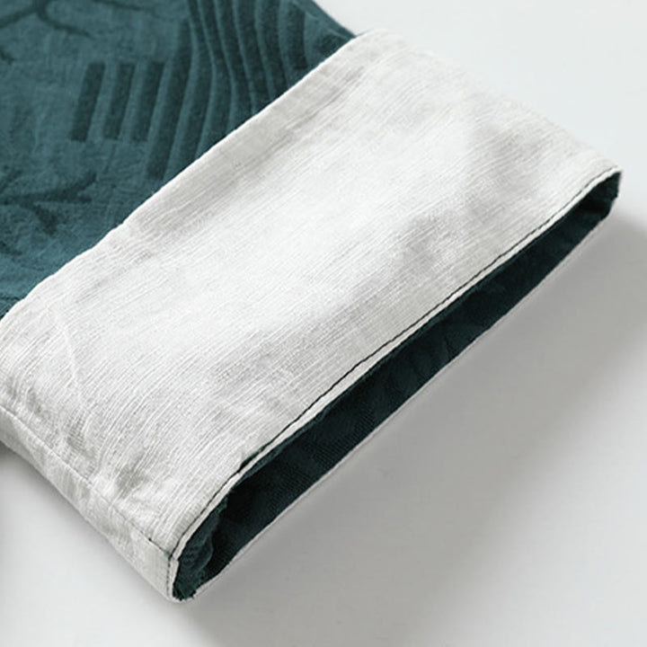 Buddha Stones Summer Frog-Button Half Sleeve Floral Pattern Cotton Men's Shirt  - image 9