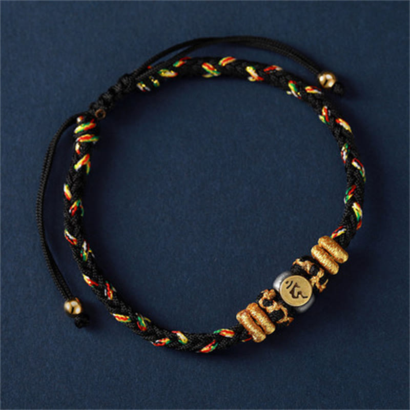 Buddha Stones Chinese Zodiac Natal Buddha Silver Luck Braided String Bracelet - Rooster(Bracelet Size 18-28cm) - image 18