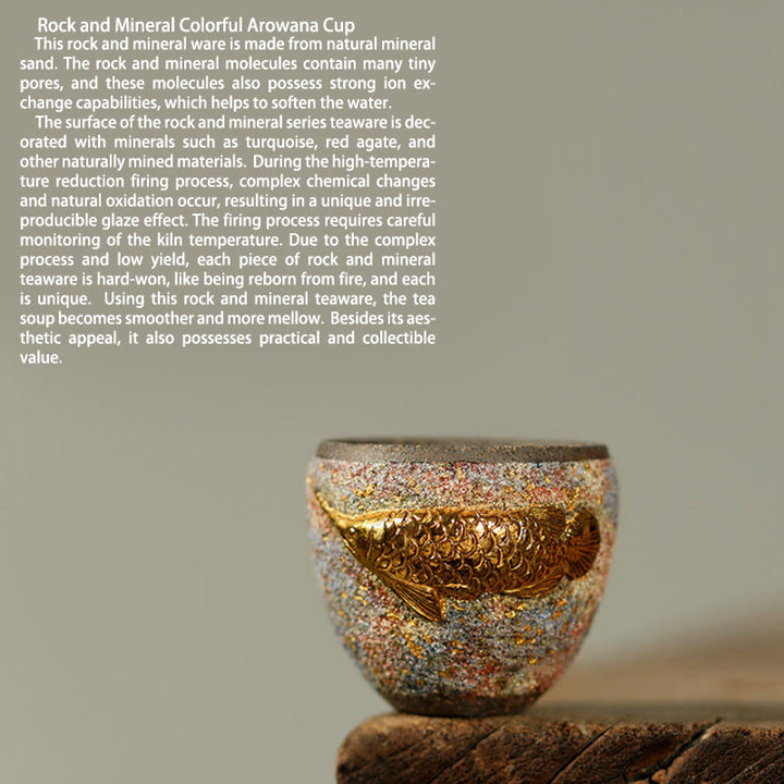 Buddha Stones Golden Arowana Koi Fish Ceramic Teacup Kung Fu Tea Cup - image 10