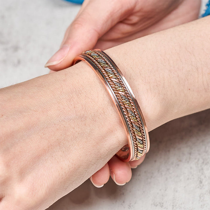Buddha Stones Retro Open Twisted Copper Balance Luck Cuff Bracelet Bangle - image 4