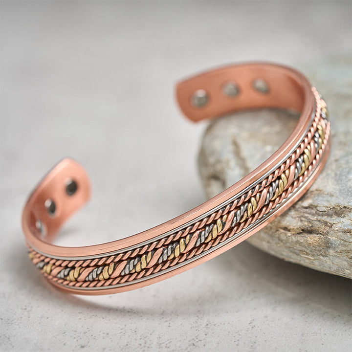 Buddha Stones Retro Open Twisted Copper Balance Luck Cuff Bracelet Bangle - image 1