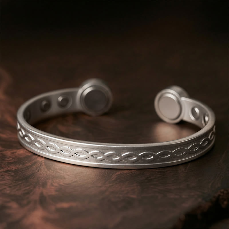 Buddha Stones Interwoven Loop Pattern Copper Balance Luck Open Cuff Bracelet Bangle - Silver(Wrist Circumference: 15-18cm) - image 7