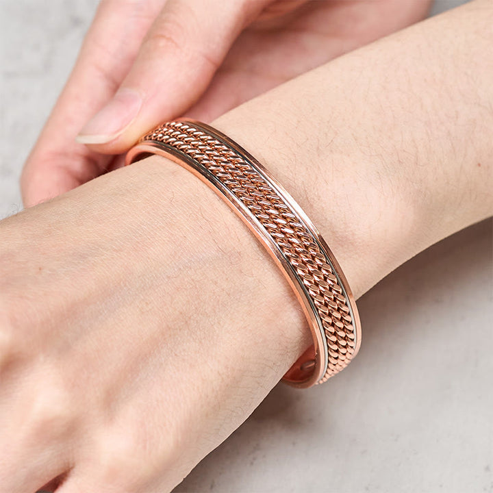 Buddha Stones Braided Design Copper Open Adjustable Balance Cuff Bracelet Bangle - image 3