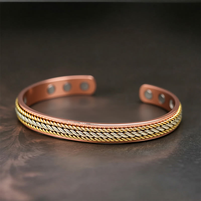 Buddha Stones Retro Twisted Copper Balance Luck Open Adjustable Cuff Bracelet Bangle - Copper(Wrist Circumference: 15-18cm) - image 0
