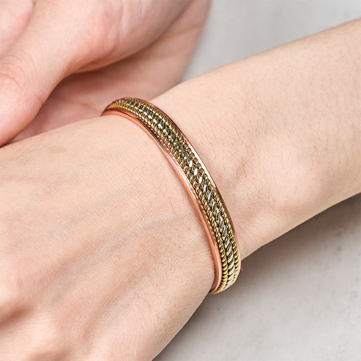 Buddha Stones Retro Twisted Copper Balance Luck Open Adjustable Cuff Bracelet Bangle - image 3